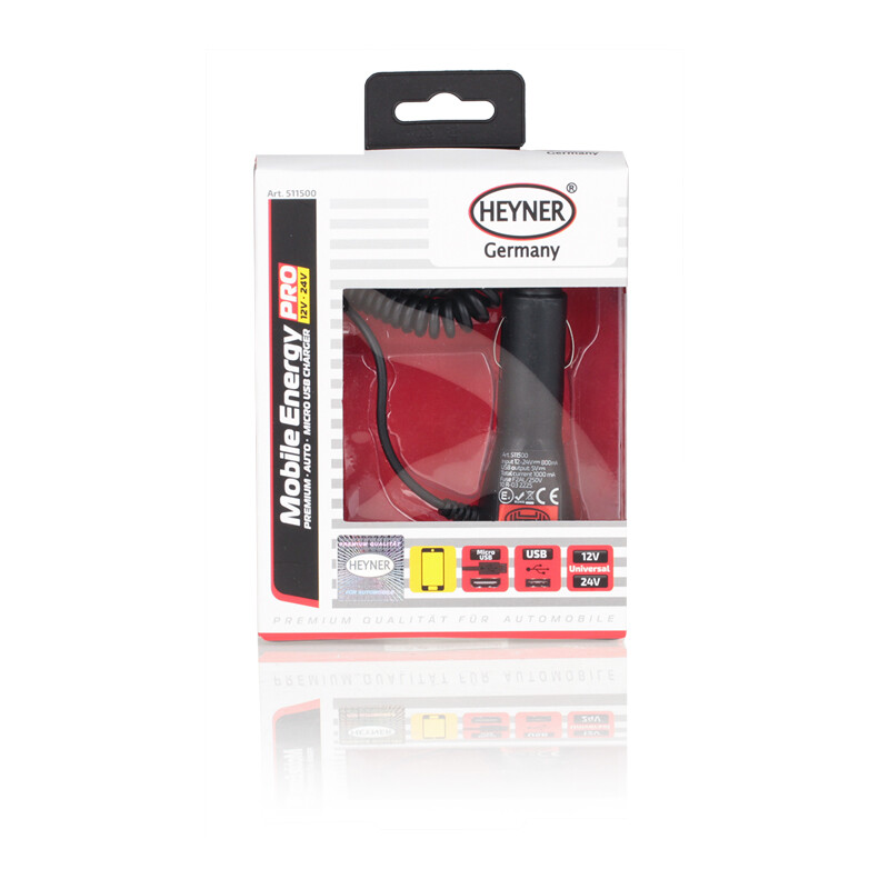 З/у от прикуривателя с USB и Micro-USB 12/24V; 5V HEYNER, шт. — фото 1