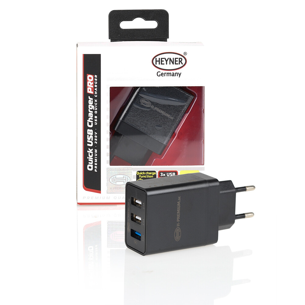 Зарядное устройство(сетевое) 230V 3-порта USB 3.0 Черное HEYNER, шт. — фото 1