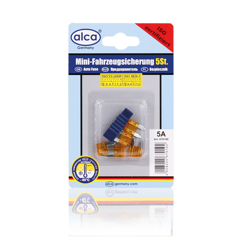 Предохранители флажковые мини 5А, 5 шт. ALCA, шт. — фото 1
